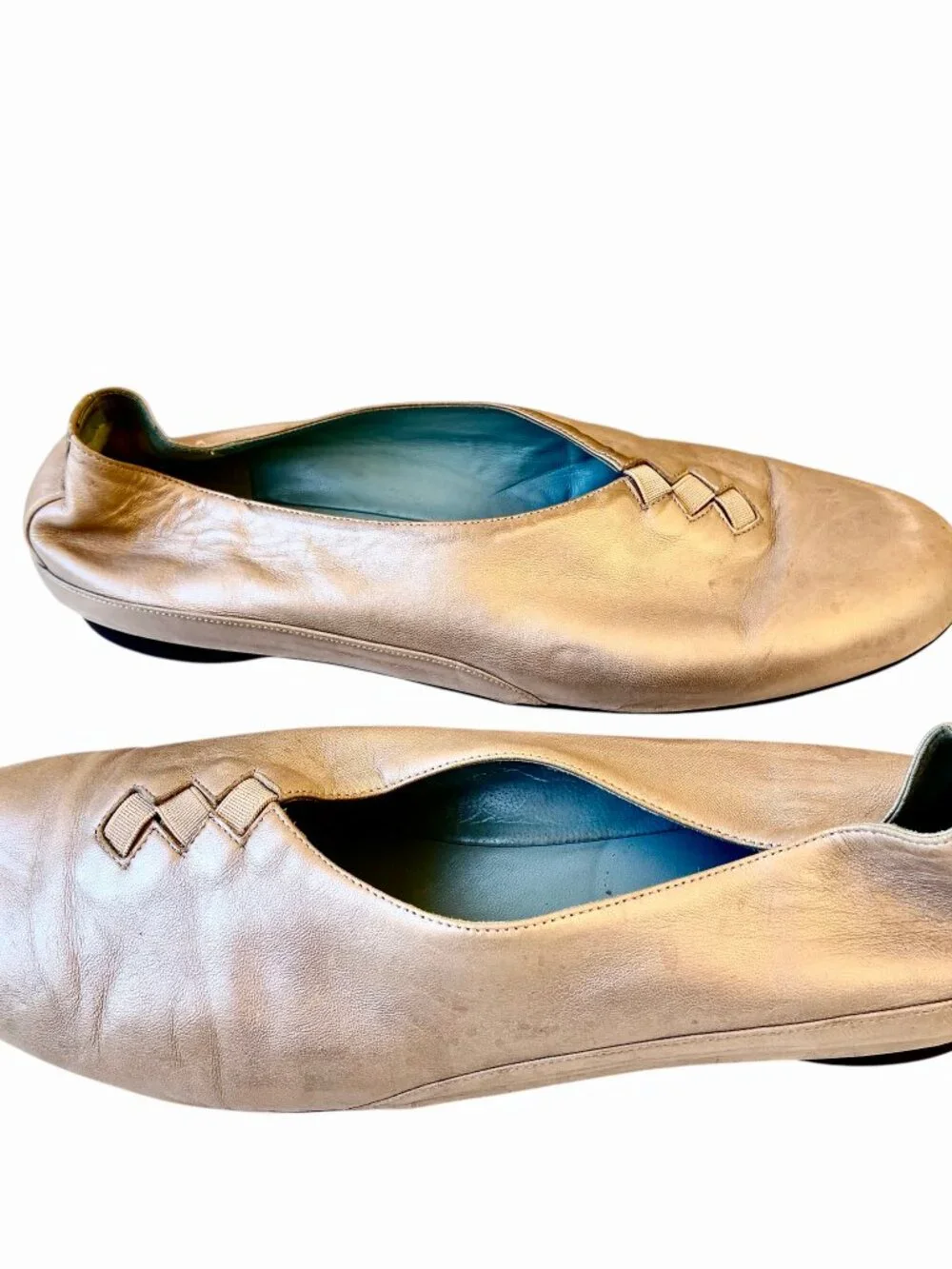Thierry Rabotin Grace Platinum Gold Metalliic Leather Ballet Flat size 40 9.5